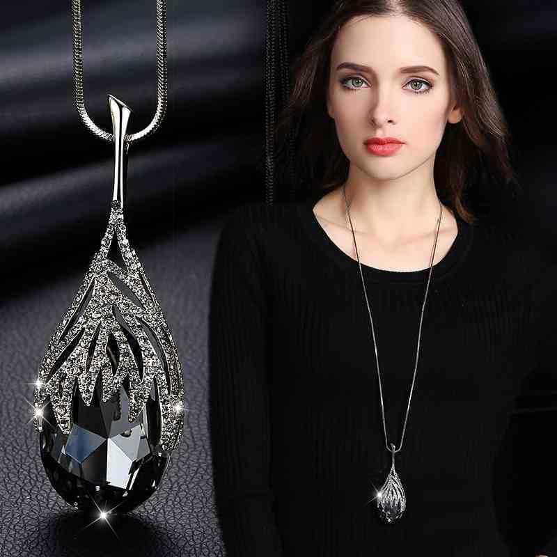 Long Waterdrop Sweater Pendant Necklace