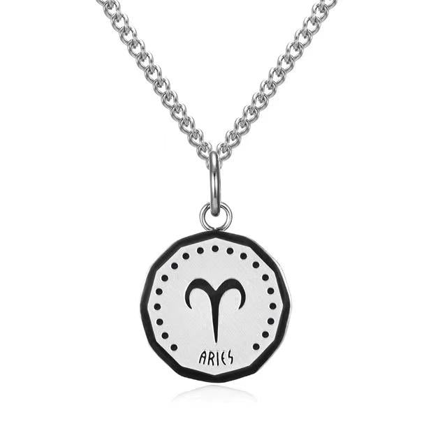 Men Zodiac Necklace (24K White Gold Plated)