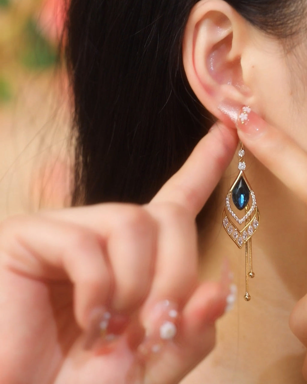 18K Gold Plated Aquamarine Whispers Earrings