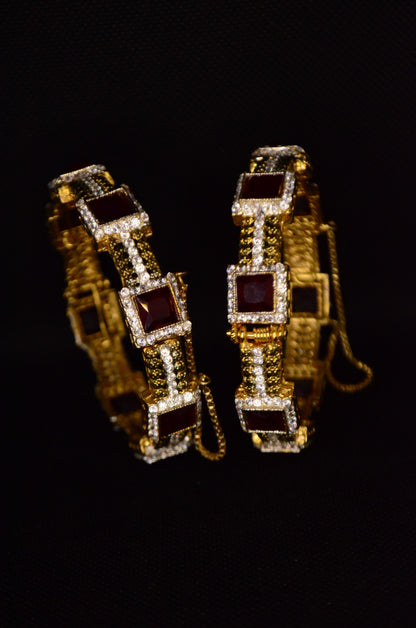 Red Stones Egyptian bangles Pair