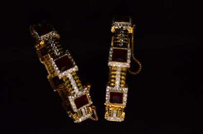 Red Stones Egyptian bangles Pair