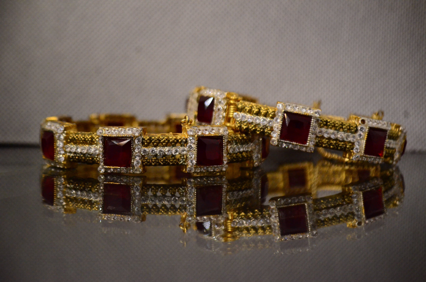 Red Stones Egyptian bangles Pair