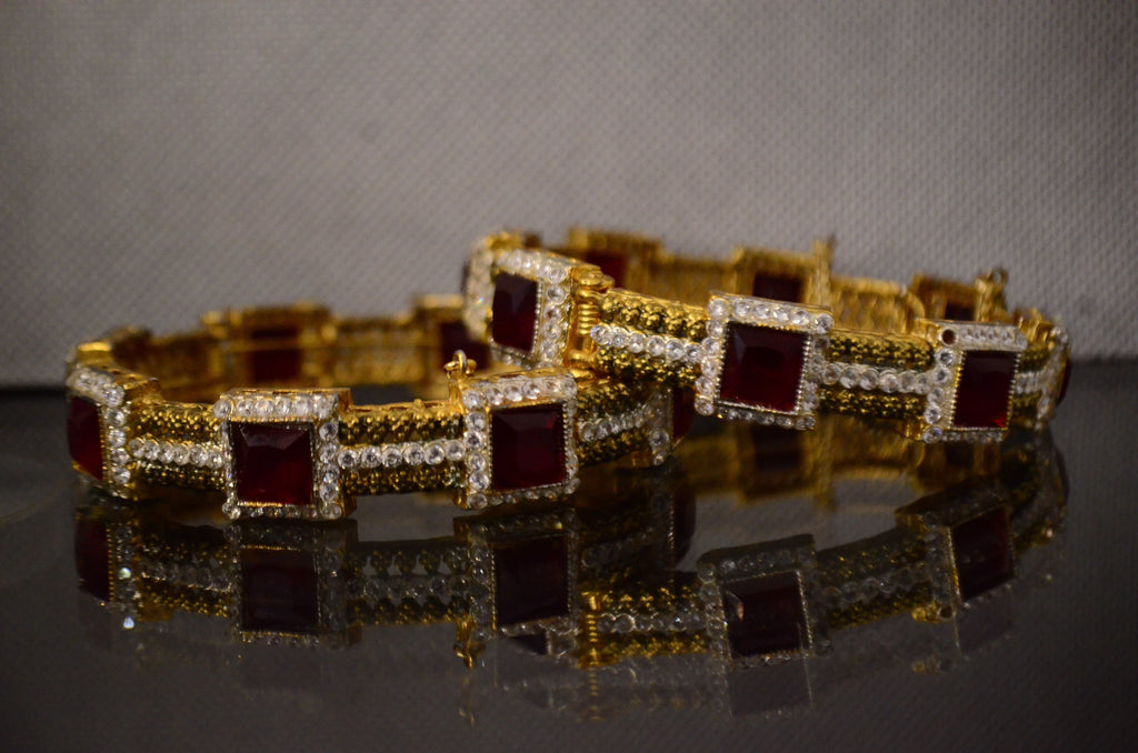 Red Stones Egyptian bangles Pair