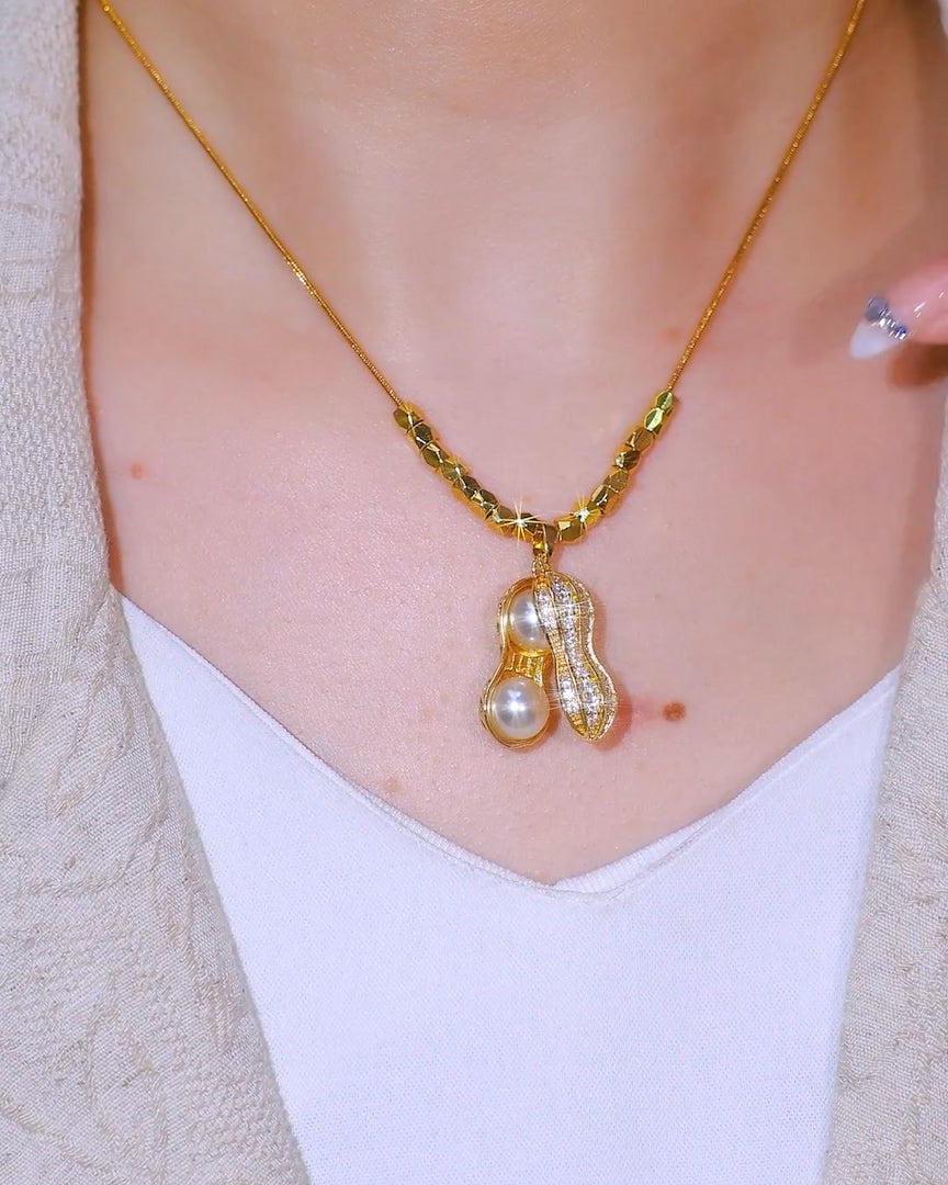 18K Gold Plated Peanut Droplet Necklace