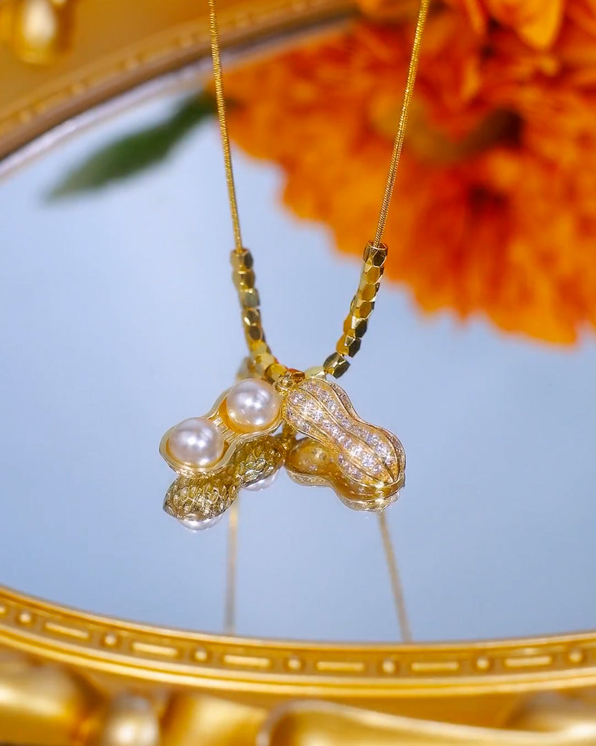 18K Gold Plated Peanut Droplet Necklace