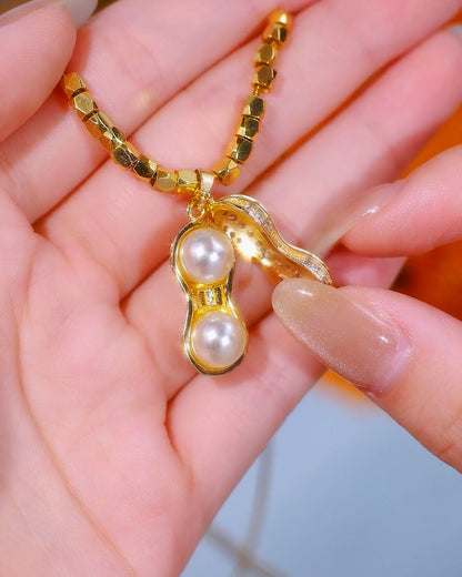 18K Gold Plated Peanut Droplet Necklace