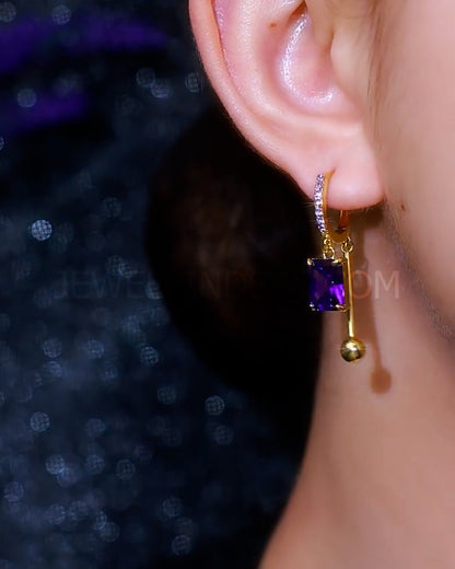 18K Gold Plated Purple Gem Drops