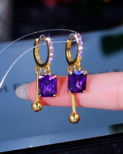 18K Gold Plated Purple Gem Drops