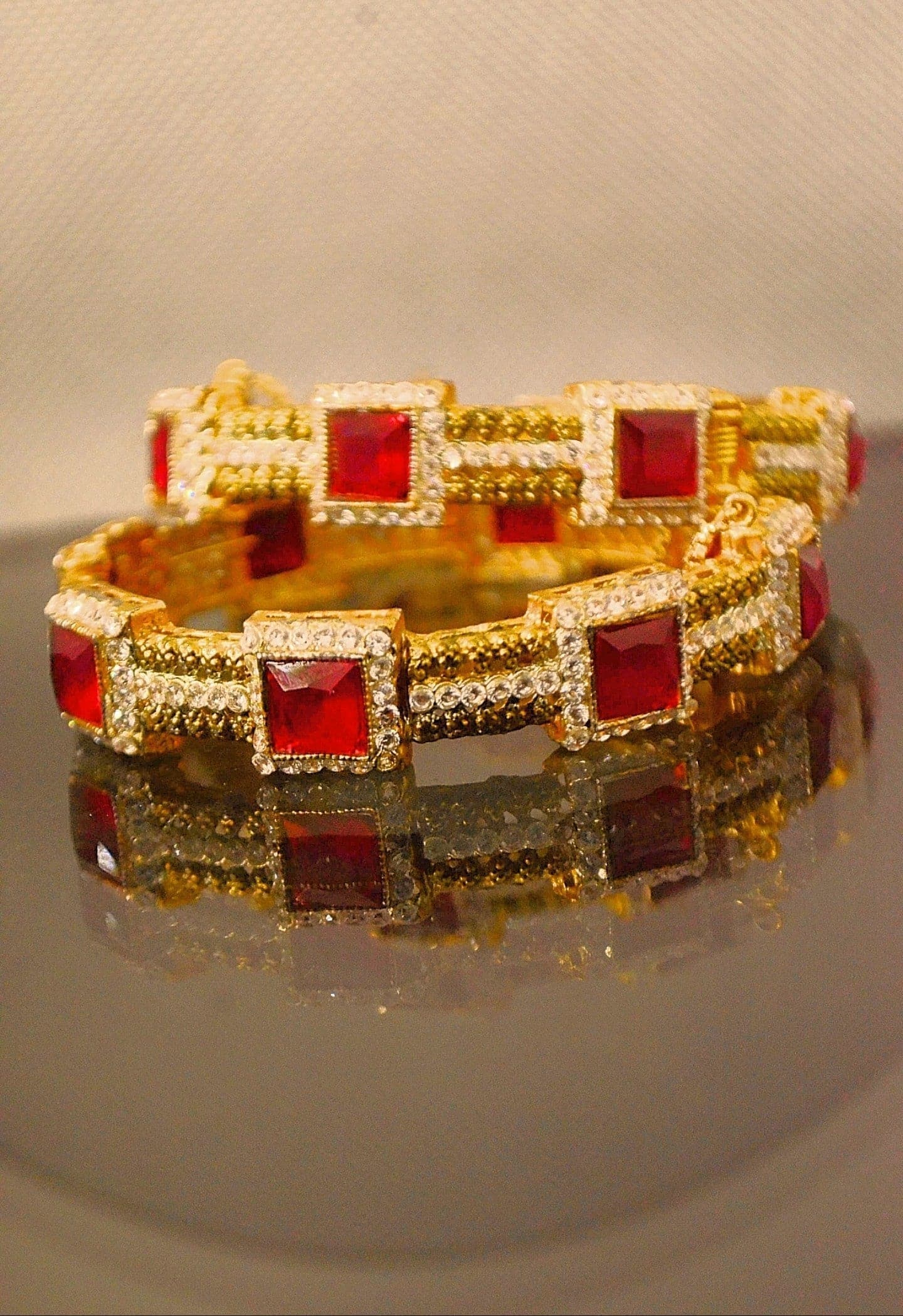 Red Stones Egyptian bangles Pair