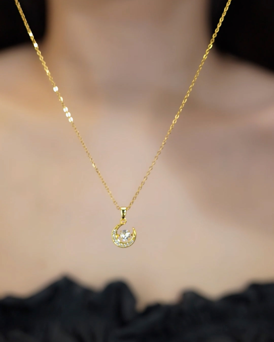 18K Gold Plated Moon Necklace