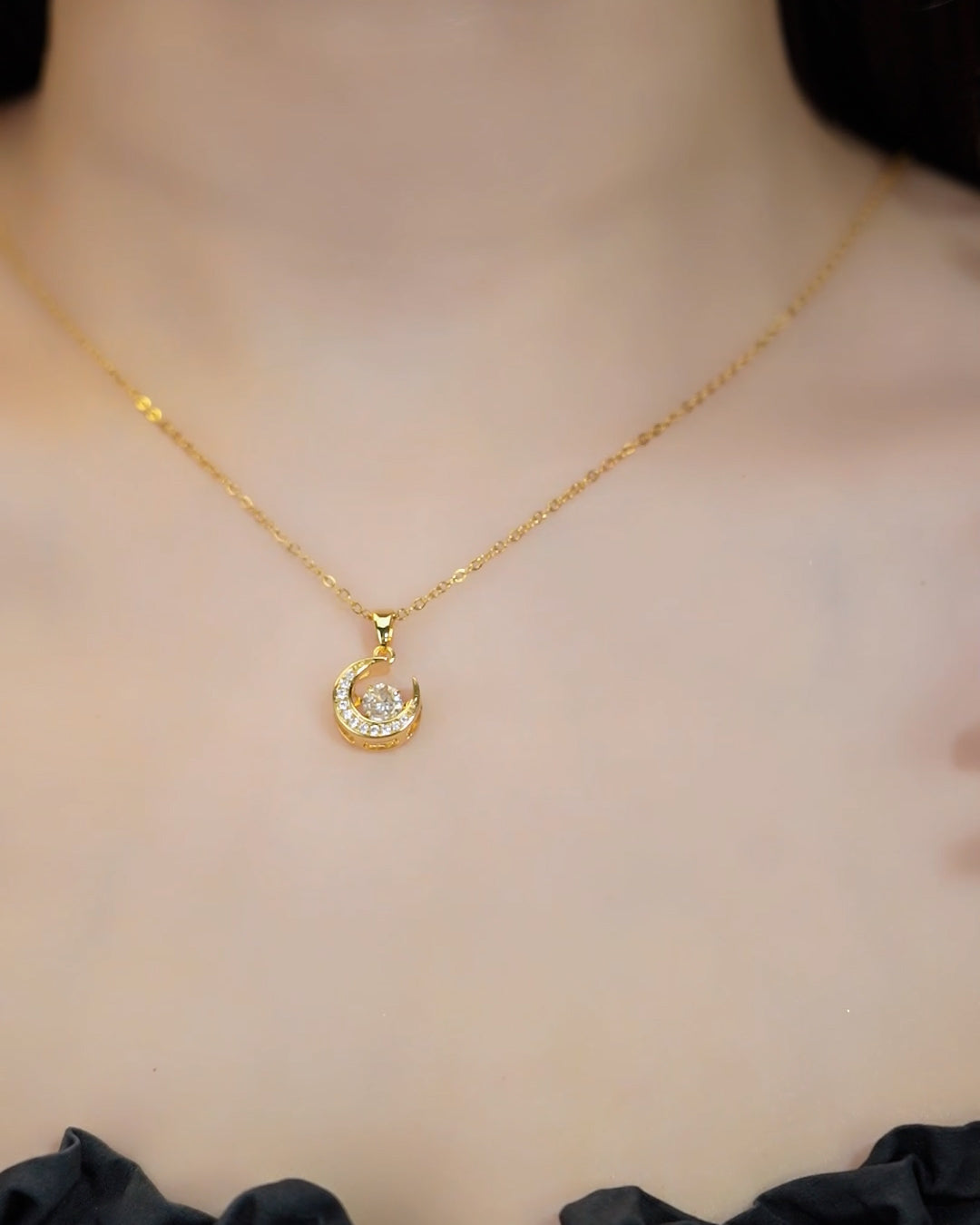 18K Gold Plated Moon Necklace