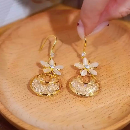 Flower crystal earrings(GOLD PLATED)