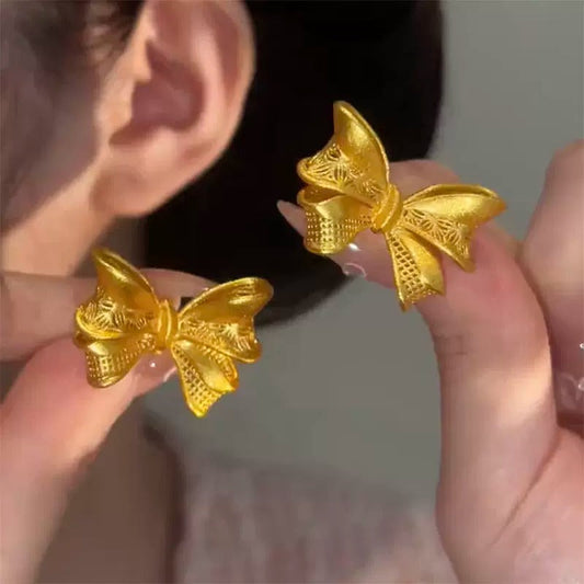 Golden bow earrings(24k gold plated)