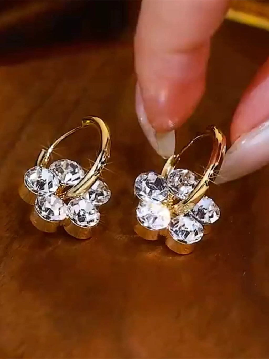 Flower zircon earrings(24k gold plated)