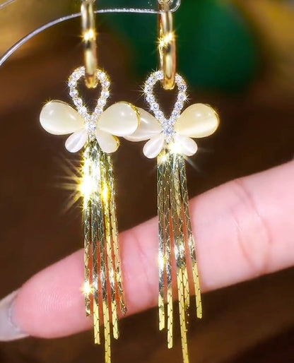 Unique butterfly tassel earrings(18k gold plated)