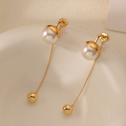 18K Gold Plated Pearl Pendulum Earrings