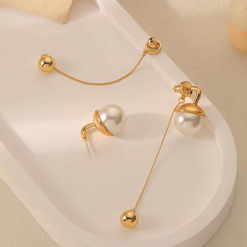 18K Gold Plated Pearl Pendulum Earrings