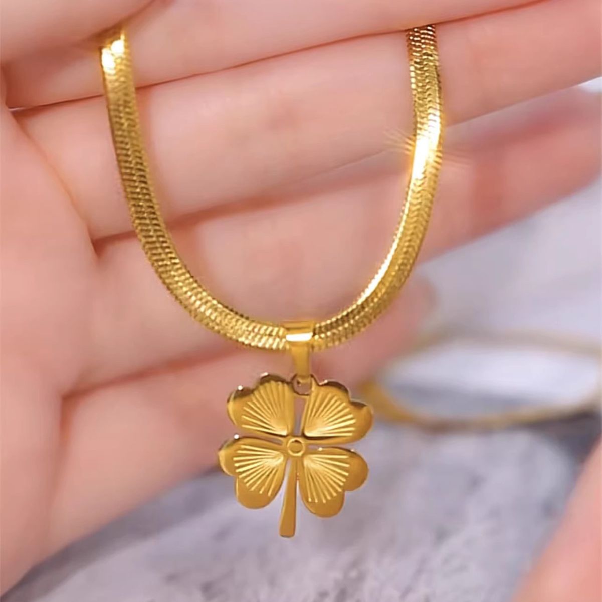 18K Gold Plated Clover Necklace