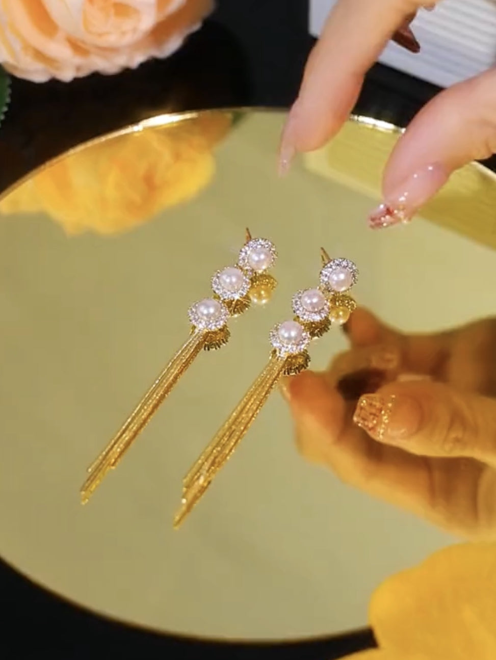 18K Gold Plated Pearl Earrings