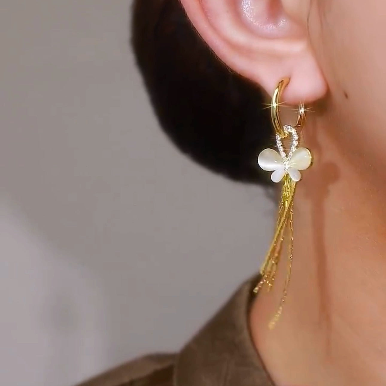 Unique butterfly tassel earrings(18k gold plated)