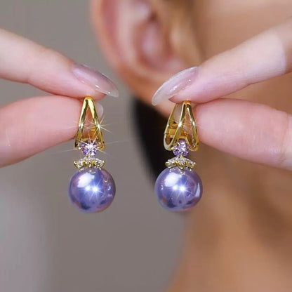 Purple Diamond zircon earrings(18k gold plated)