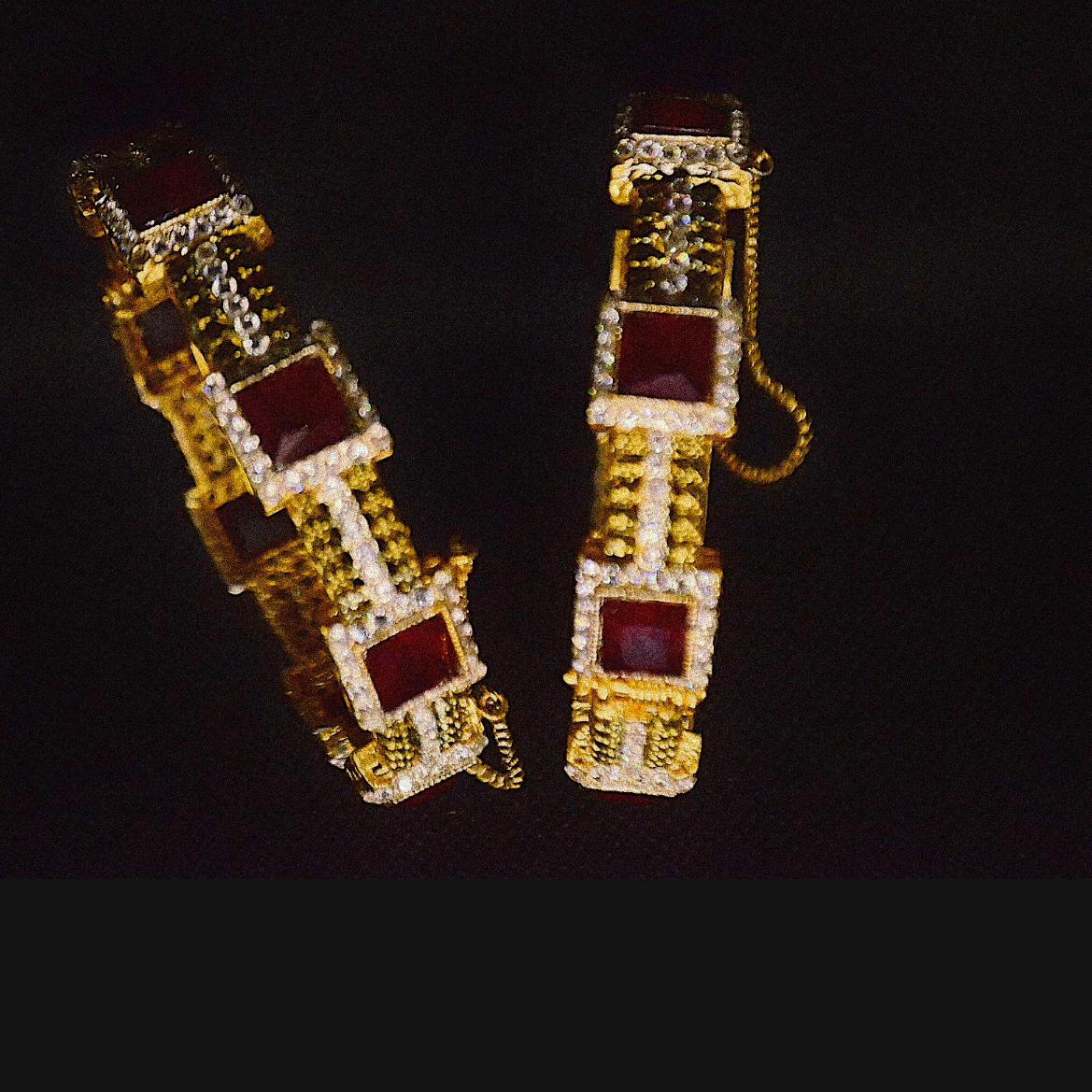 Red Stones Egyptian bangles Pair