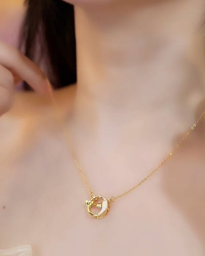 18K Gold Plated Oval Necklace