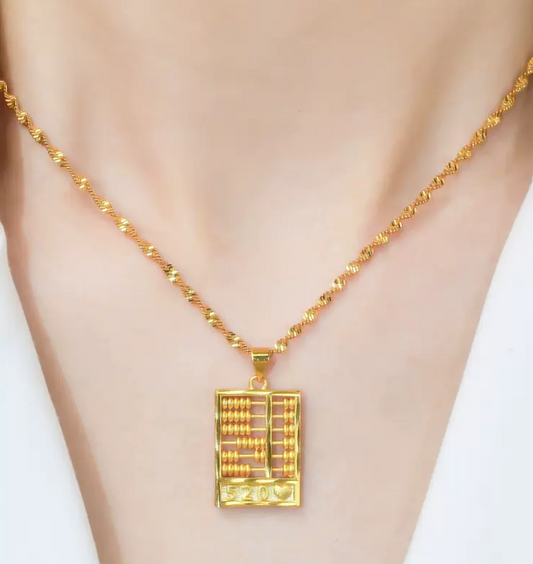 Gold abacus necklace(24k gold plated)