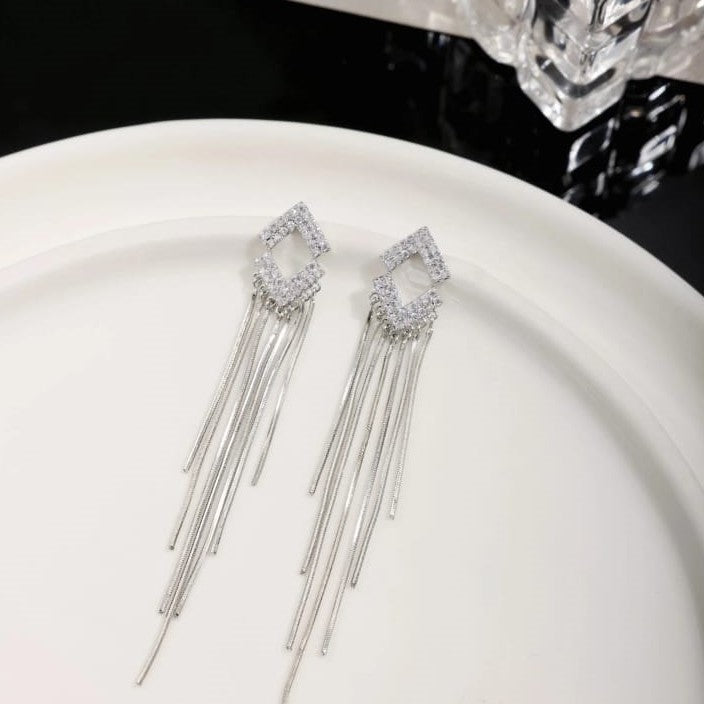 Geometric Zircon S925 Sterling Silver Earrings