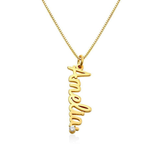 Vertical Diamond Name Necklaces