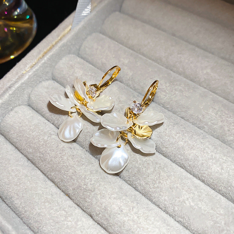Mahrosh 18K Gold-Plated Leaf Pearl Earrings