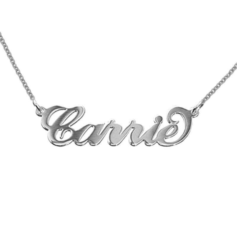 small Sterling Silver Carrie Style Name Necklace