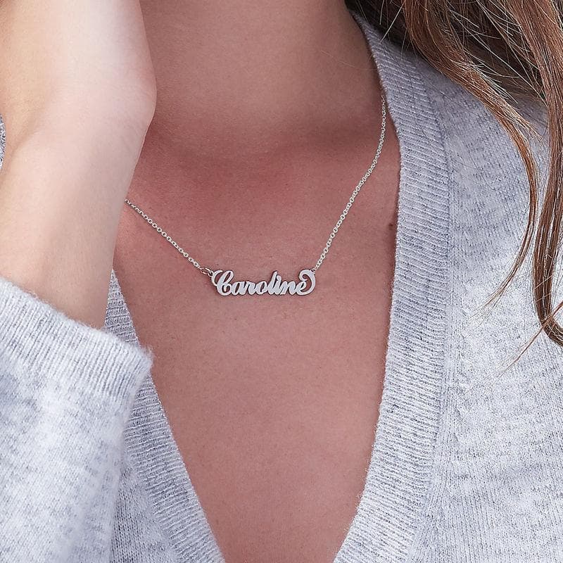 small Sterling Silver Carrie Style Name Necklace