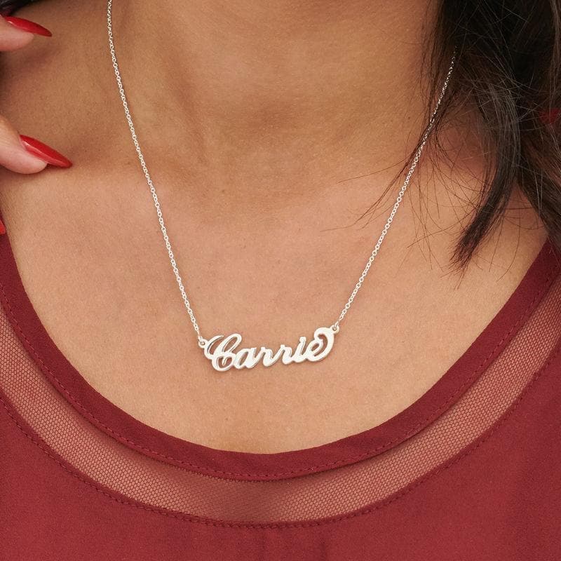 small Sterling Silver Carrie Style Name Necklace