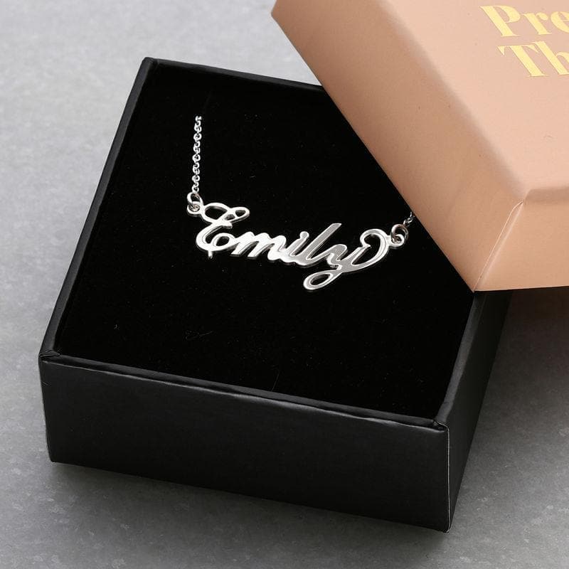 small Sterling Silver Carrie Style Name Necklace