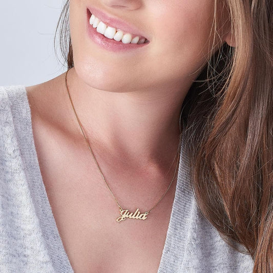 Small Classic Name Necklace in 24k Gold Plated Sterling Silver