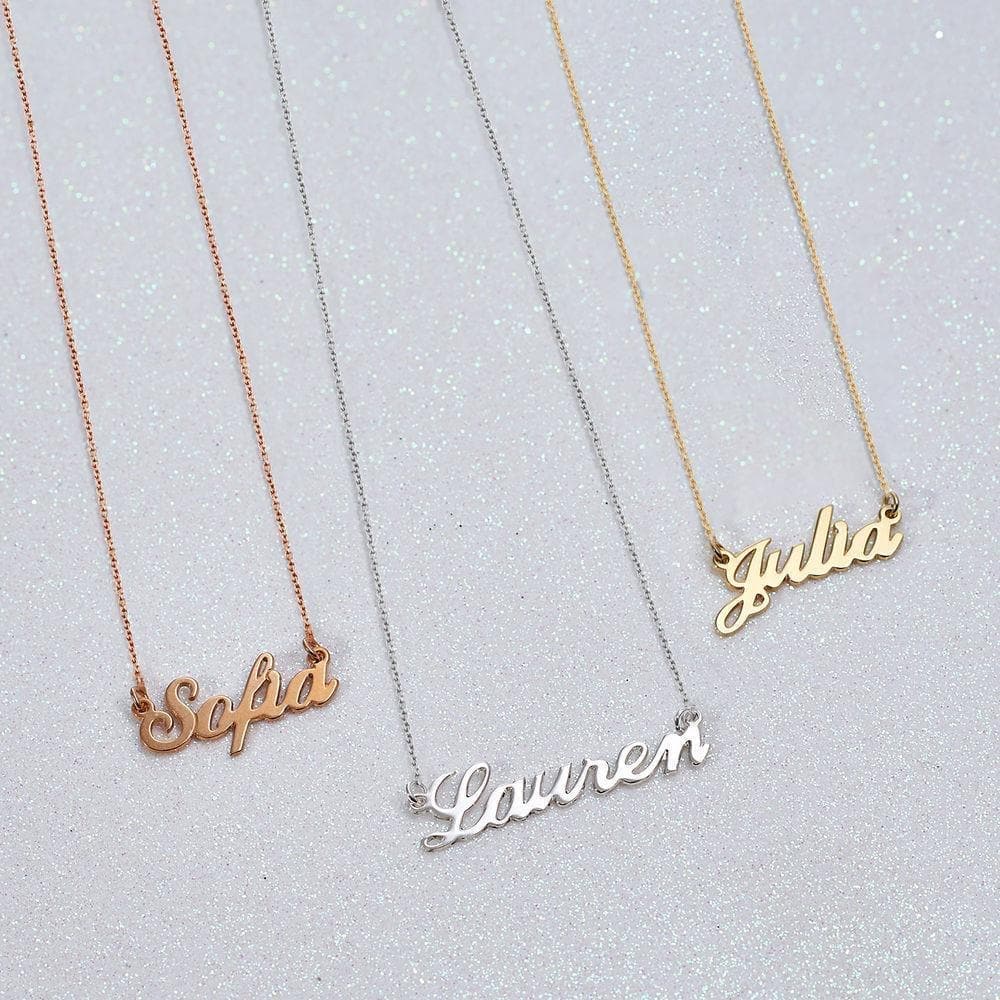 Small Classic Name Necklace in 24k Gold Plated Sterling Silver