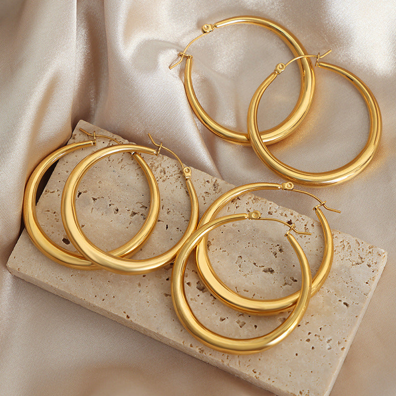 Zaria 18K Gold-Plated Classic Hoop Earrings