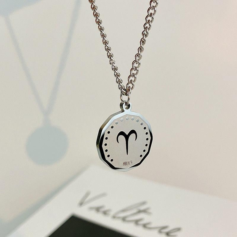 Men Zodiac Necklace (24K White Gold Plated)