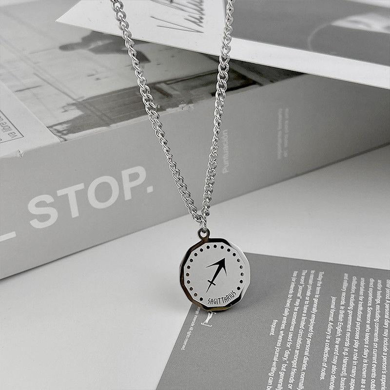Men Zodiac Necklace (24K White Gold Plated)