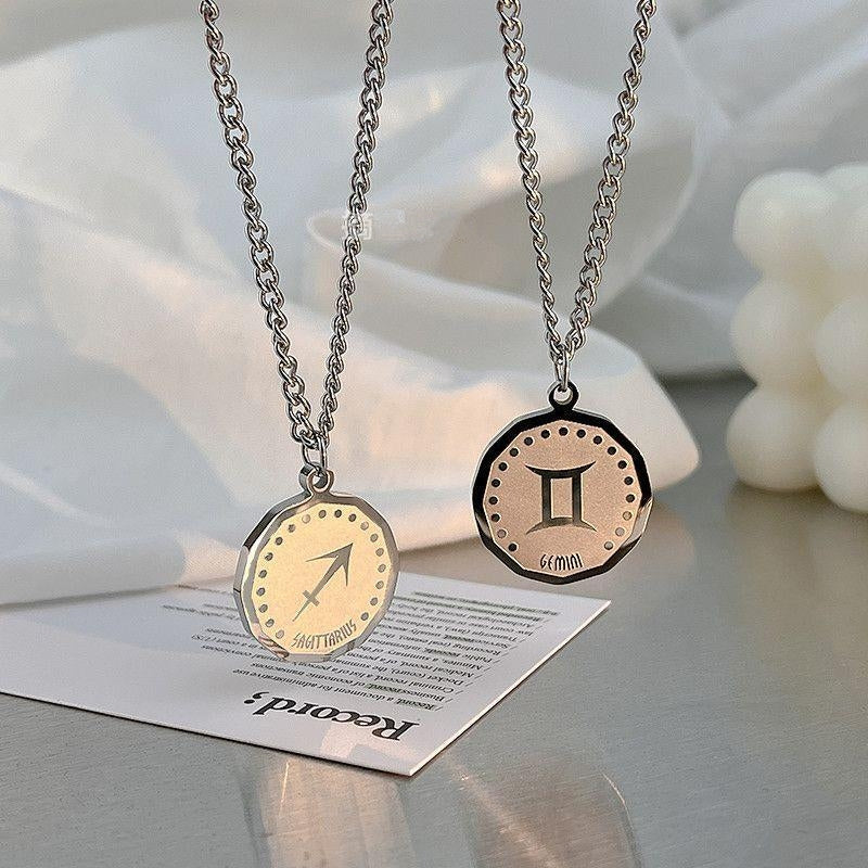 Men Zodiac Necklace (24K White Gold Plated)